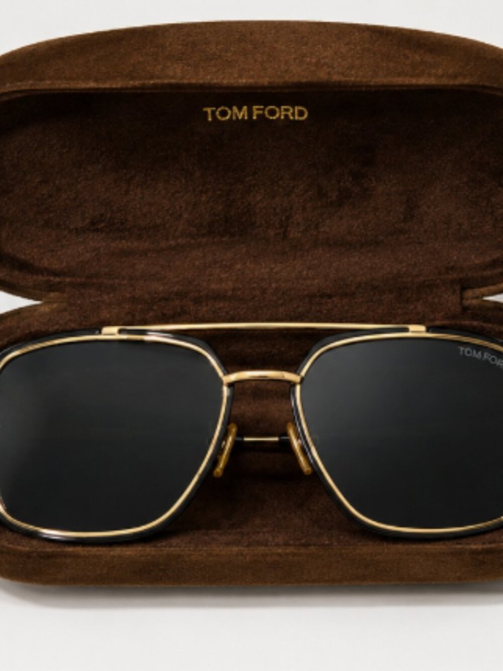 Tom Ford TF750 01A Sunglasses Black Gold Square 60mm Authentic w/ Case